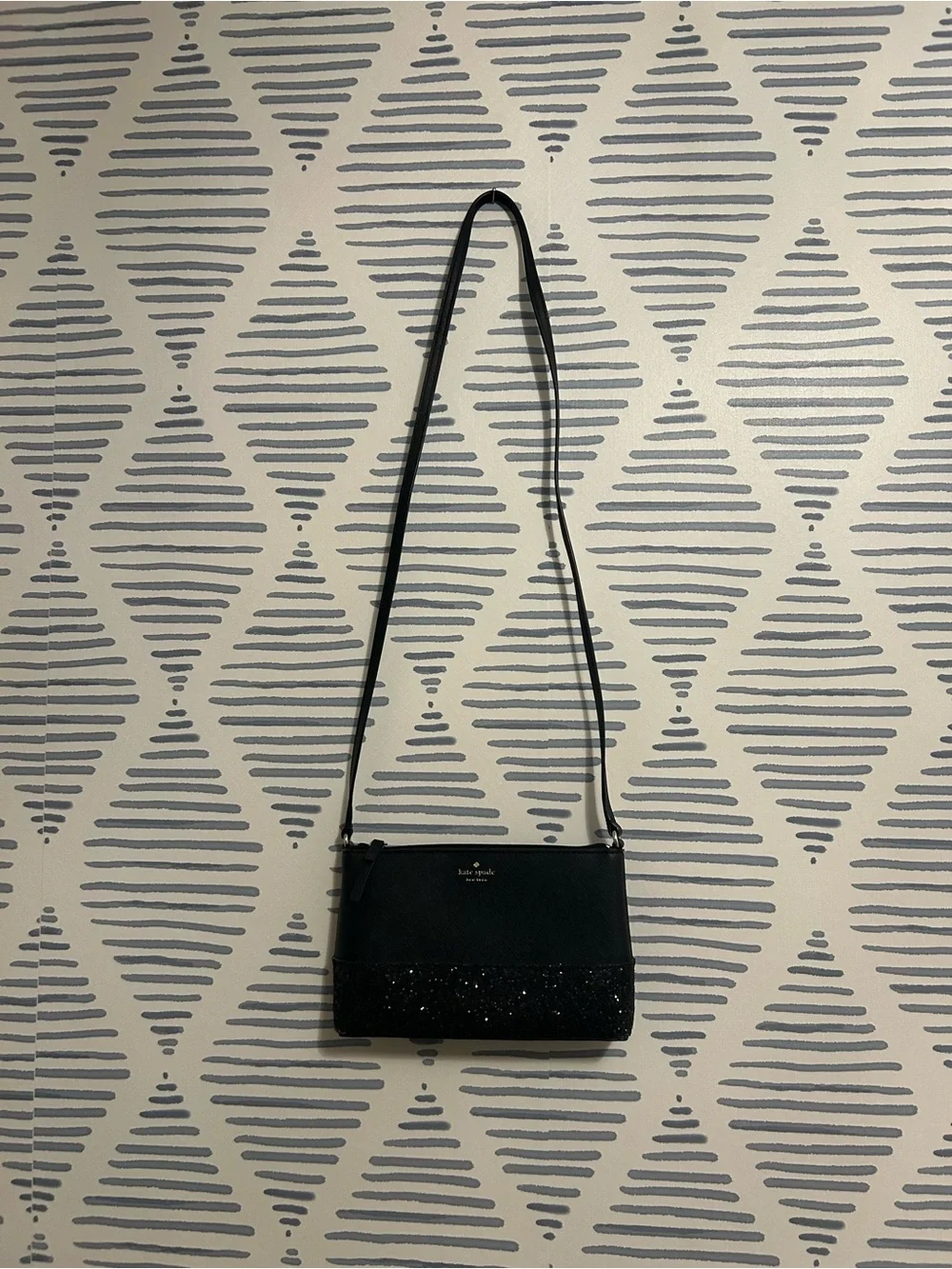 kate spade Black Crossbody with Textured Glitter Panel